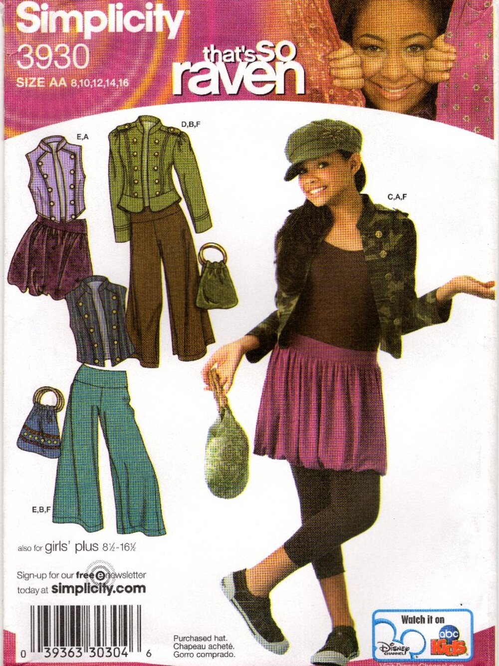 Simplicity That's So Raven 3930 Girl's/Girl's Plus Size AA Sewing Pattern Uncut